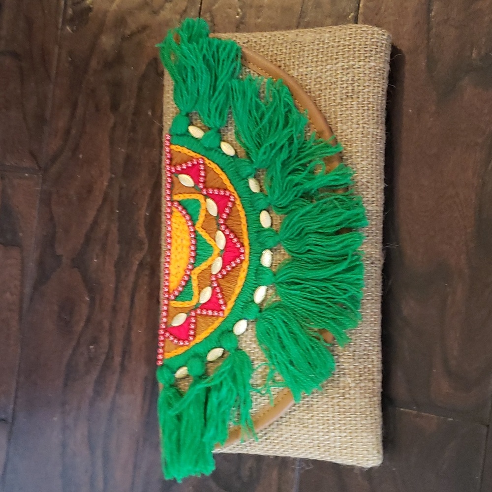 Indonesian burlap clutch